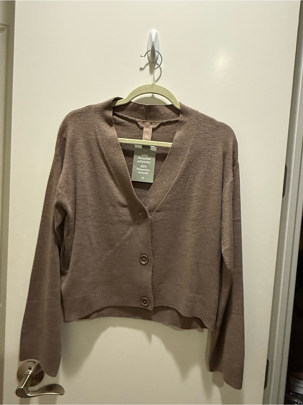 H&M Cropped V-Neck Brown Button Cardigan S